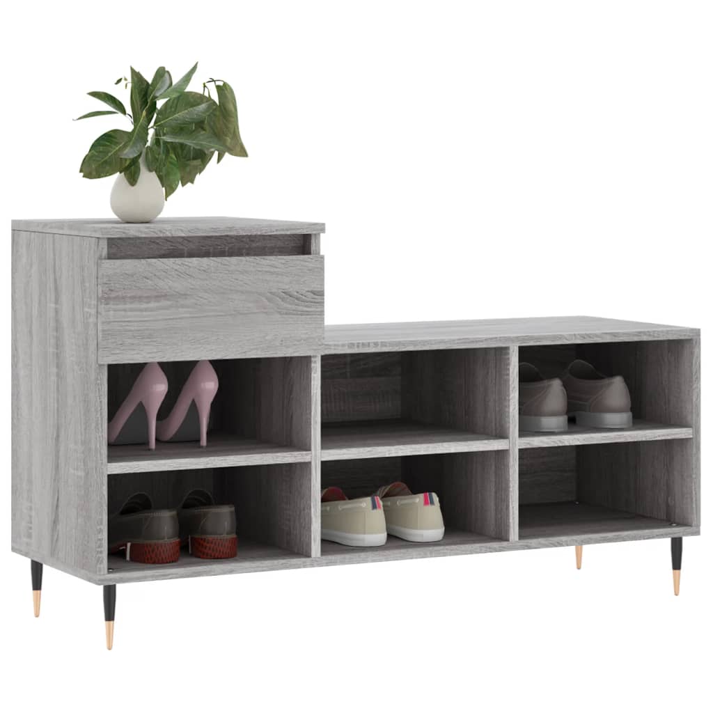 Armoire à chaussures Sonoma gris 102x36x60 cm Bois d'ingénierie - XIOS