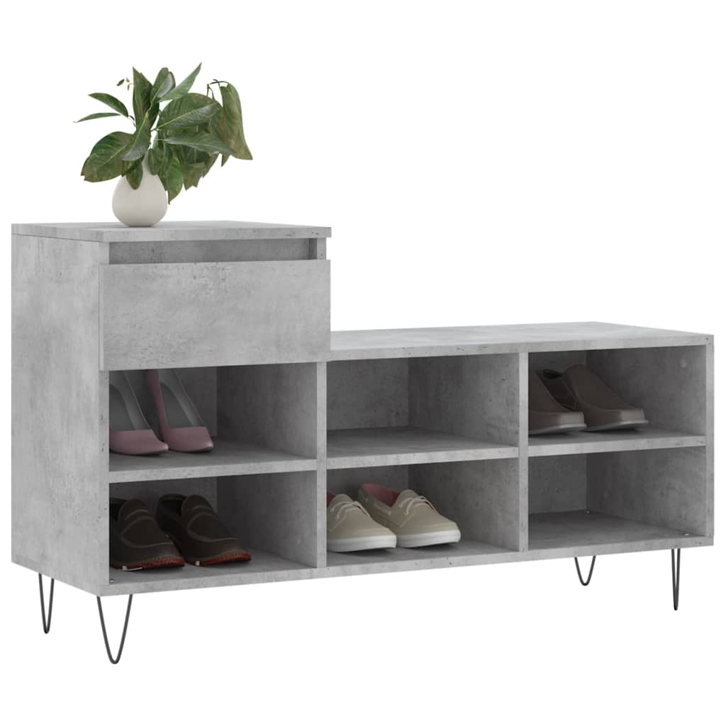Armoire à chaussures Gris béton 102x36x60 cm Bois d'ingénierie - XIOS