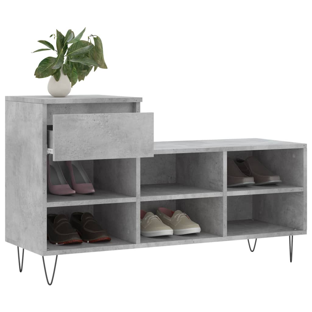 Armoire à chaussures Gris béton 102x36x60 cm Bois d'ingénierie - XIOS