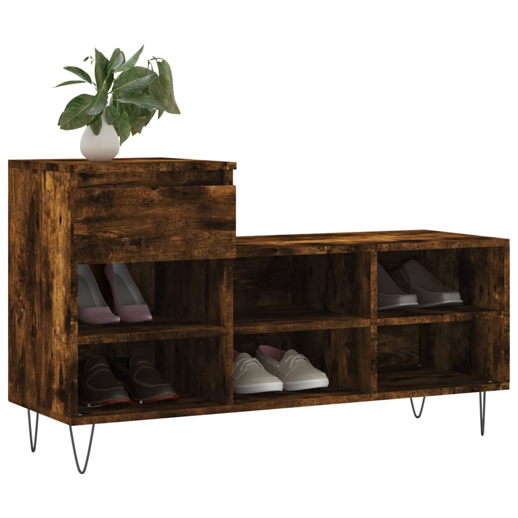 Armoire à chaussures Chêne fumé 102x36x60 cm Bois d'ingénierie - XIOS