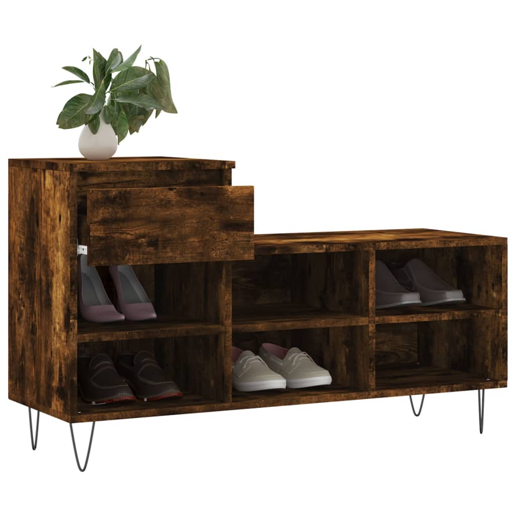 Armoire à chaussures Chêne fumé 102x36x60 cm Bois d'ingénierie - XIOS