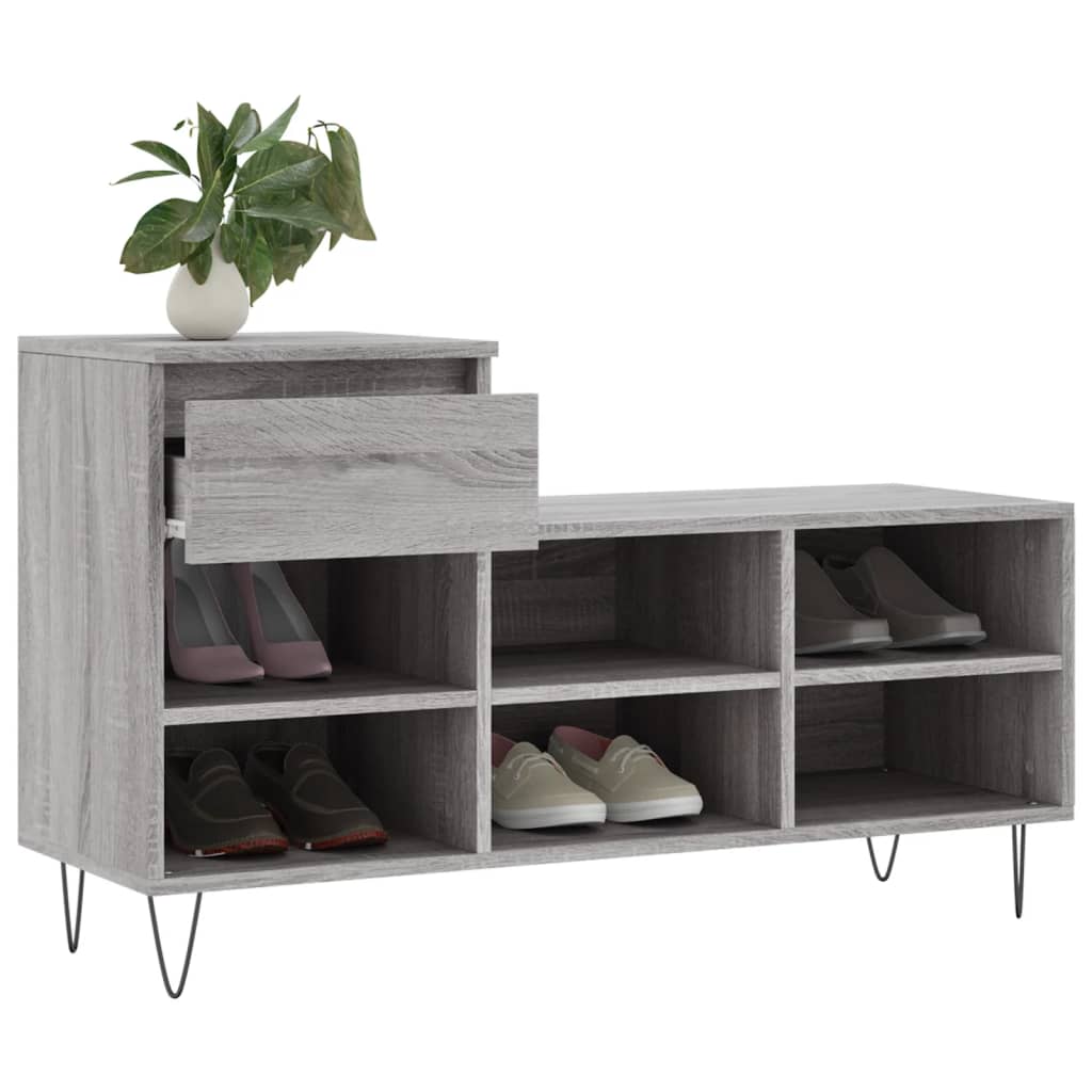 Armoire à chaussures Sonoma gris 102x36x60 cm Bois d'ingénierie - XIOS