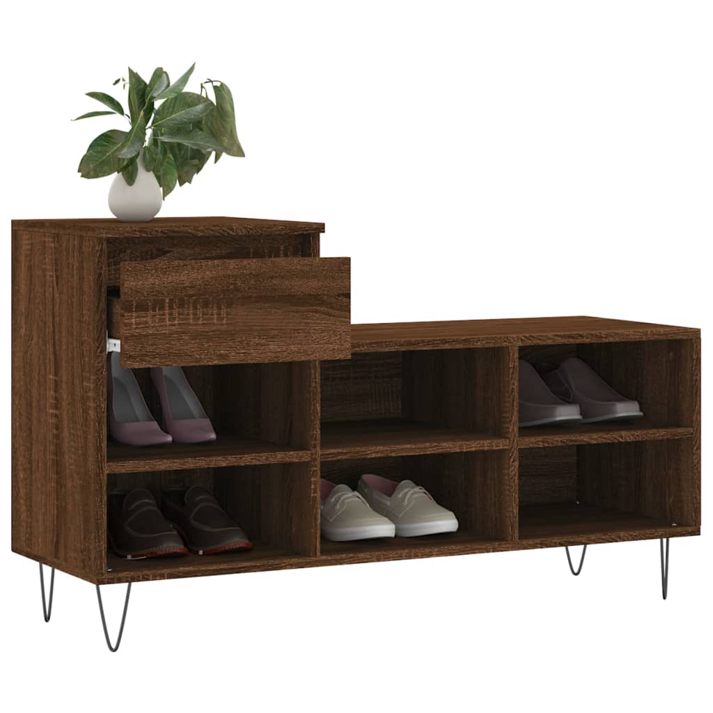 Armoire à chaussures Chêne marron 102x36x60cm Bois d'ingénierie - XIOS