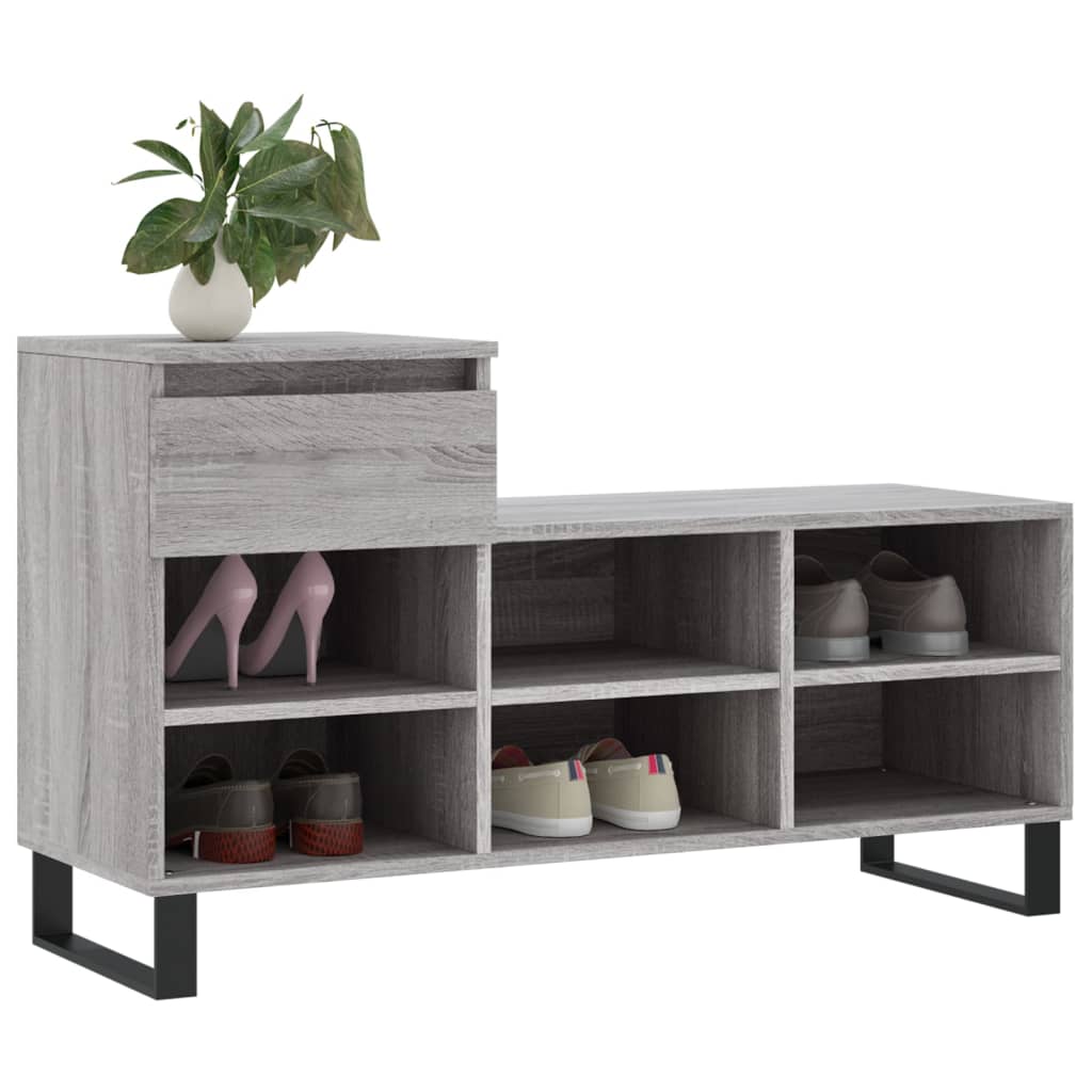 Armoire à chaussures Sonoma gris 102x36x60 cm Bois d'ingénierie - XIOS