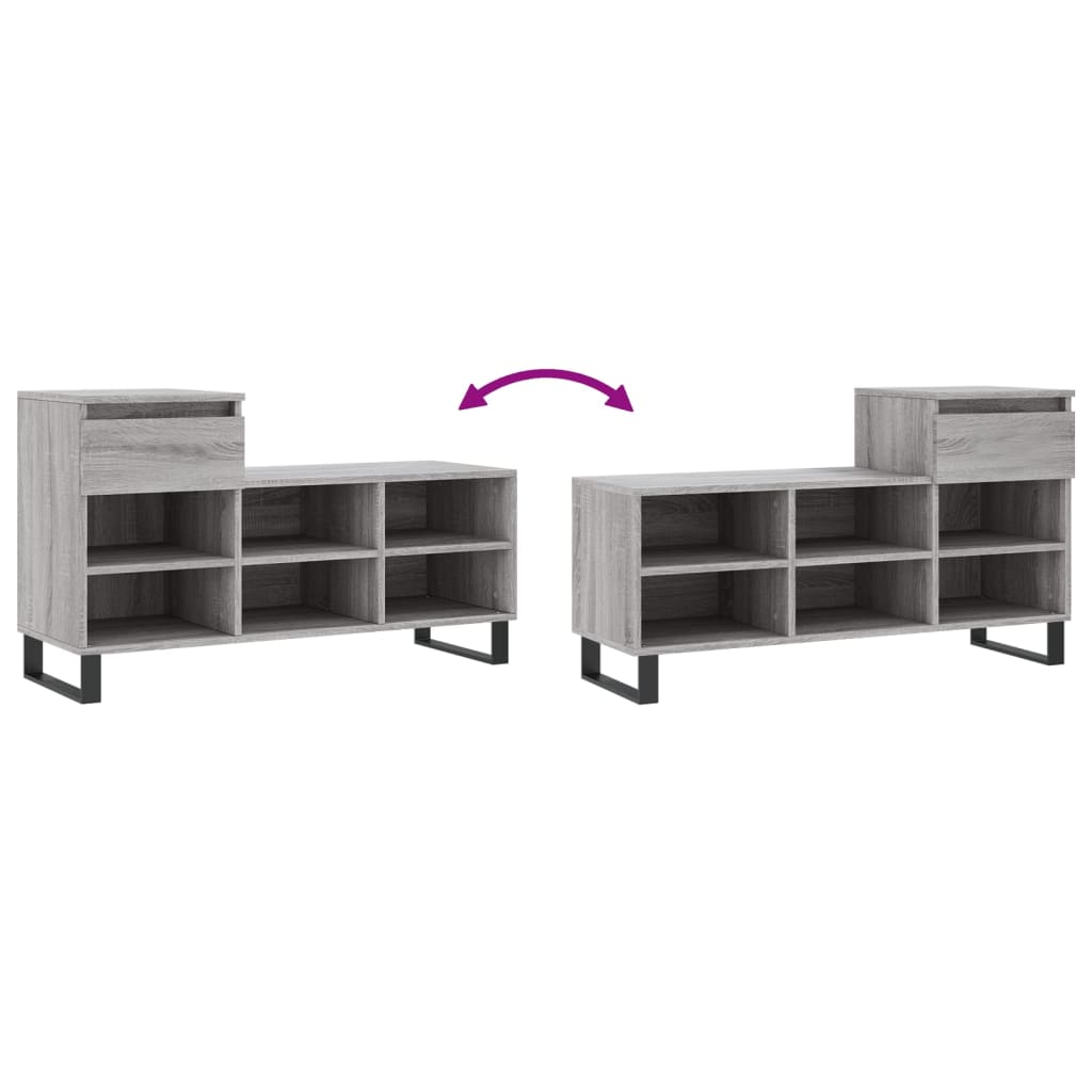 Armoire à chaussures Sonoma gris 102x36x60 cm Bois d'ingénierie - XIOS