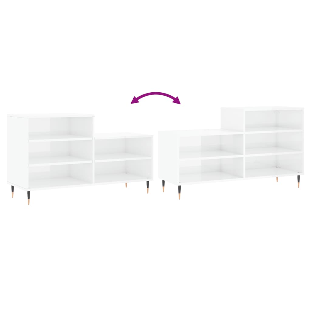 Armoire à chaussure Blanc brillant 102x36x60 cm Bois ingénierie - XIOS