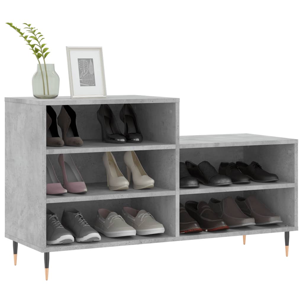 Armoire à chaussures Gris béton 102x36x60 cm Bois d'ingénierie - XIOS