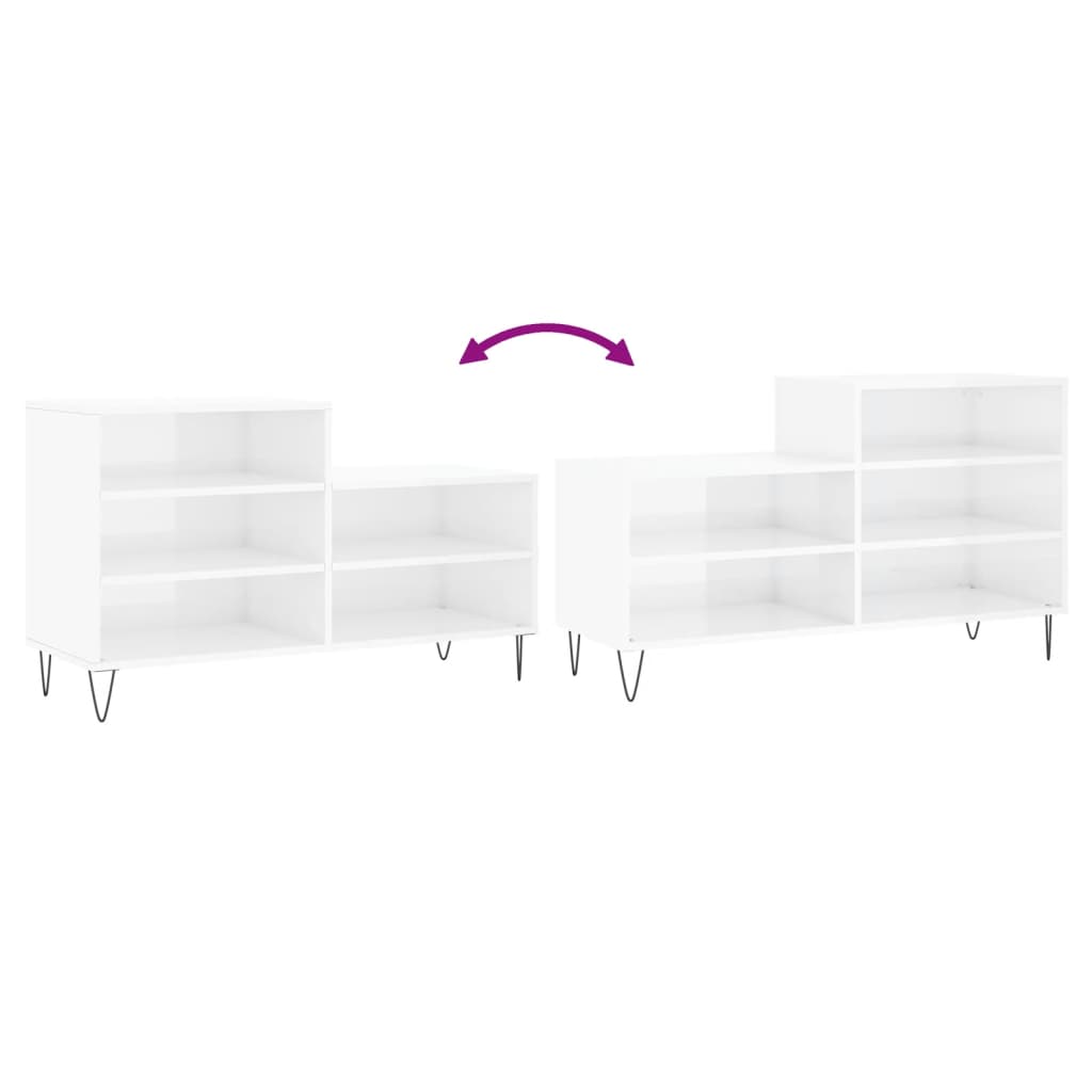 Armoire à chaussure Blanc brillant 102x36x60 cm Bois ingénierie - XIOS