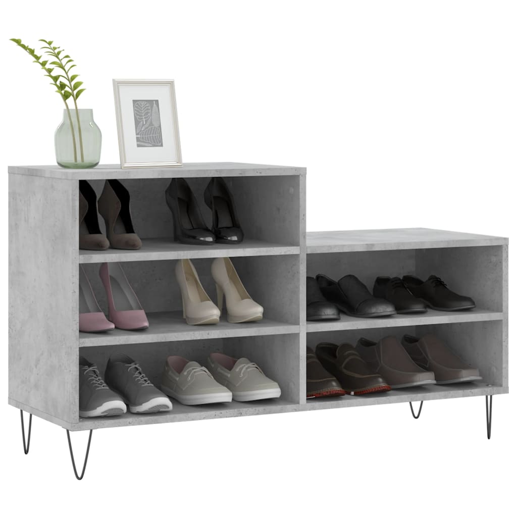Armoire à chaussures Gris béton 102x36x60 cm Bois d'ingénierie - XIOS