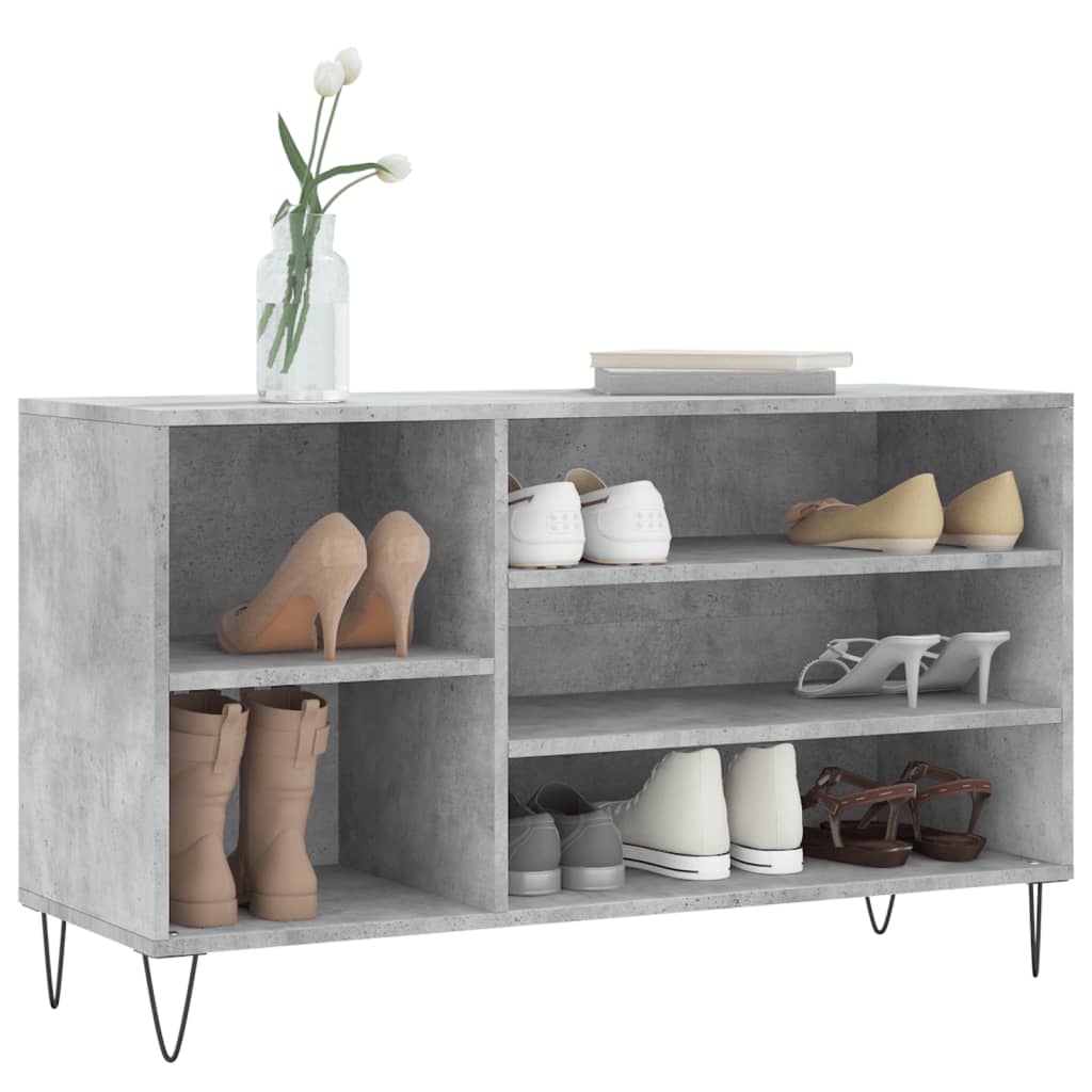 Armoire à chaussures Gris béton 102x36x60 cm Bois d'ingénierie - XIOS