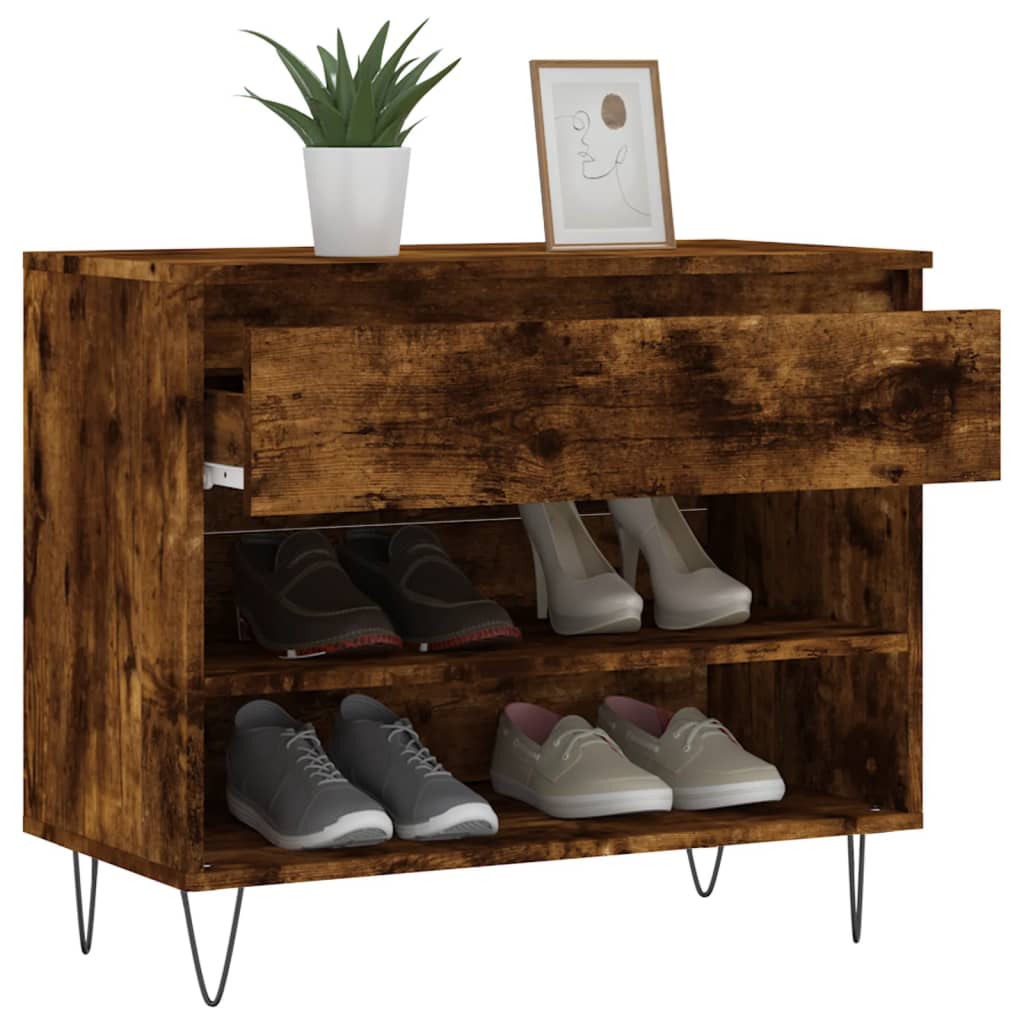 Armoire à chaussures Chêne fumé 70x36x60 cm Bois d'ingénierie - XIOS