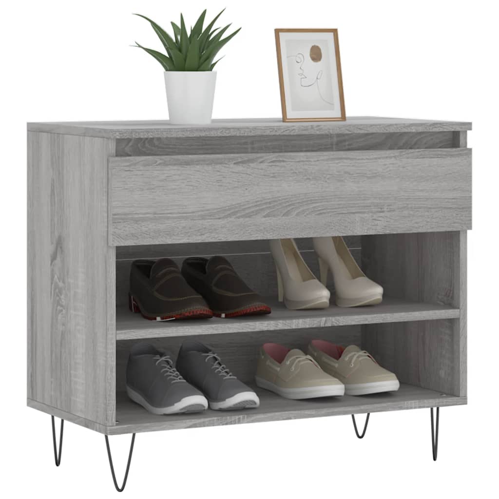 Armoire à chaussures Sonoma gris 70x36x60 cm Bois d'ingénierie - XIOS