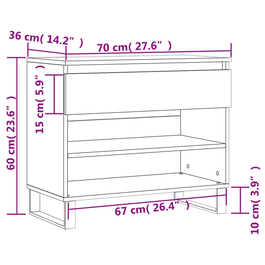 Armoire à chaussures Gris béton 70x36x60 cm Bois d'ingénierie - XIOS