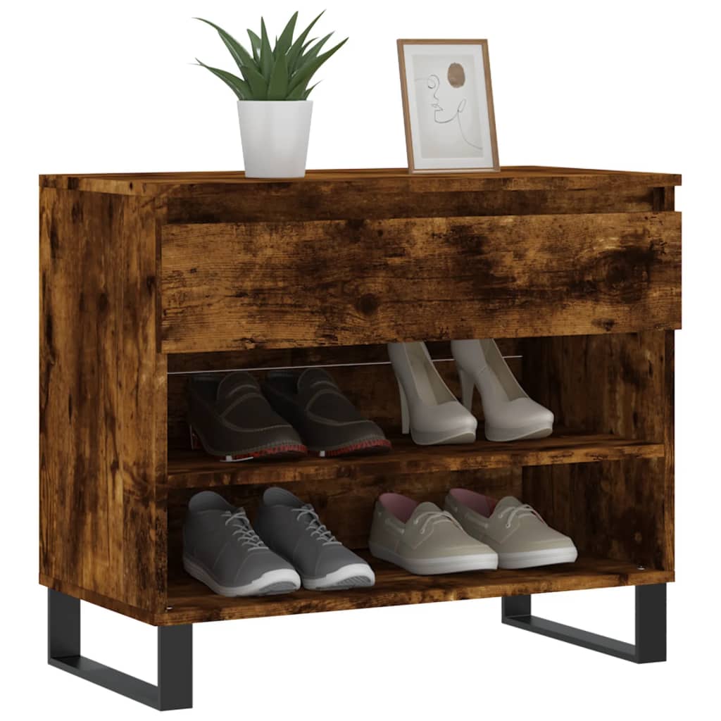 Armoire à chaussures Chêne fumé 70x36x60 cm Bois d'ingénierie - XIOS