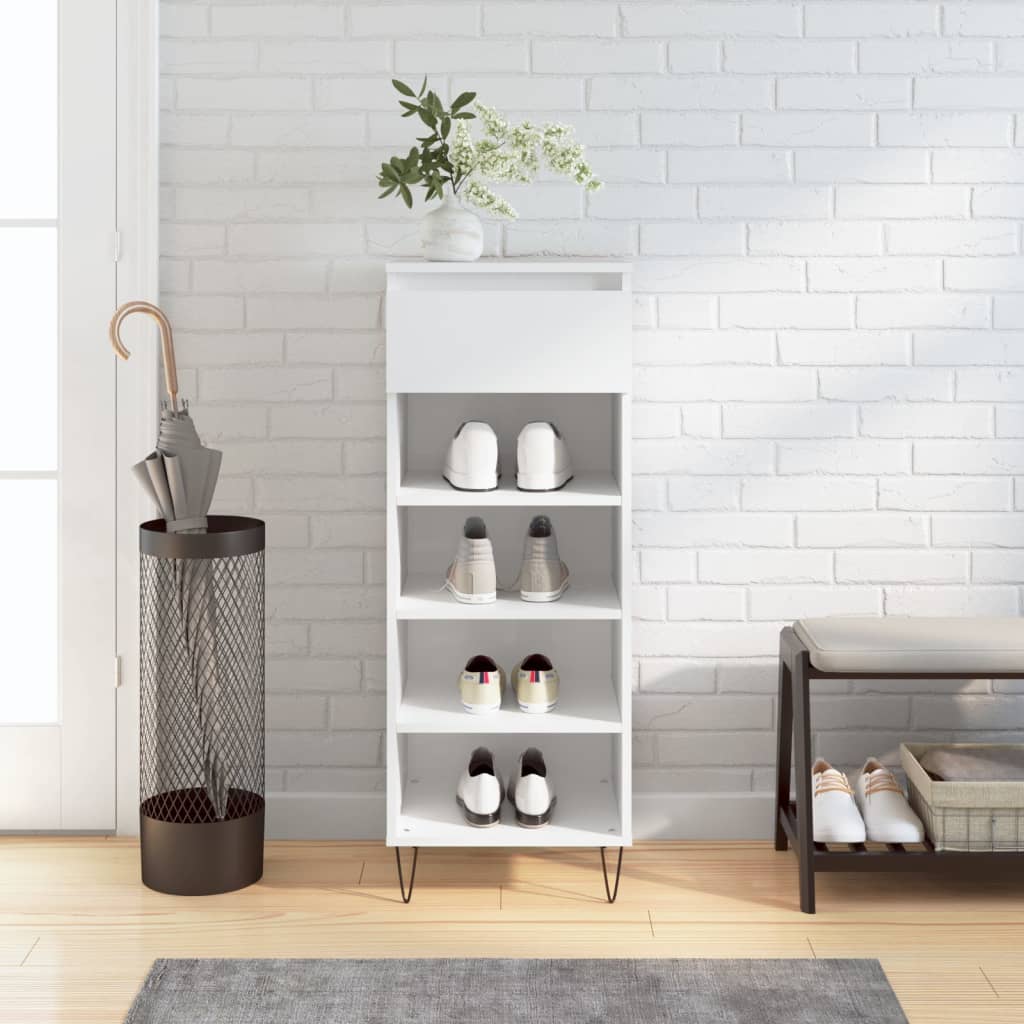 Armoire à chaussures Blanc brillant 40x36x105cm Bois ingénierie - XIOS