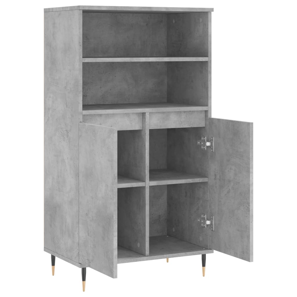 Buffet haut Gris béton 60x36x110 cm Bois d'ingénierie - XIOS