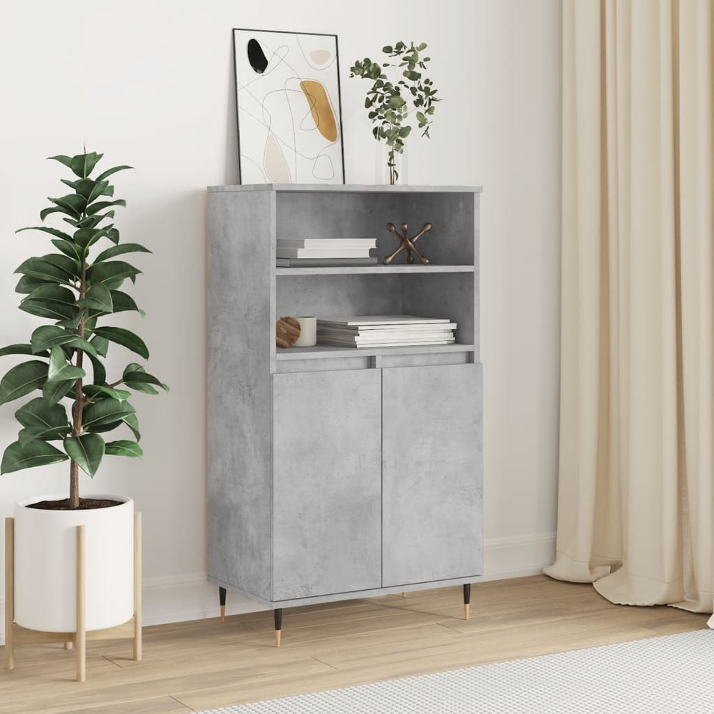 Buffet haut Gris béton 60x36x110 cm Bois d'ingénierie - XIOS