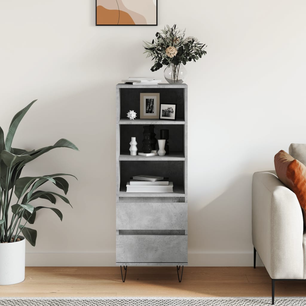 Buffet haut Gris béton 40x36x110 cm Bois d'ingénierie - XIOS