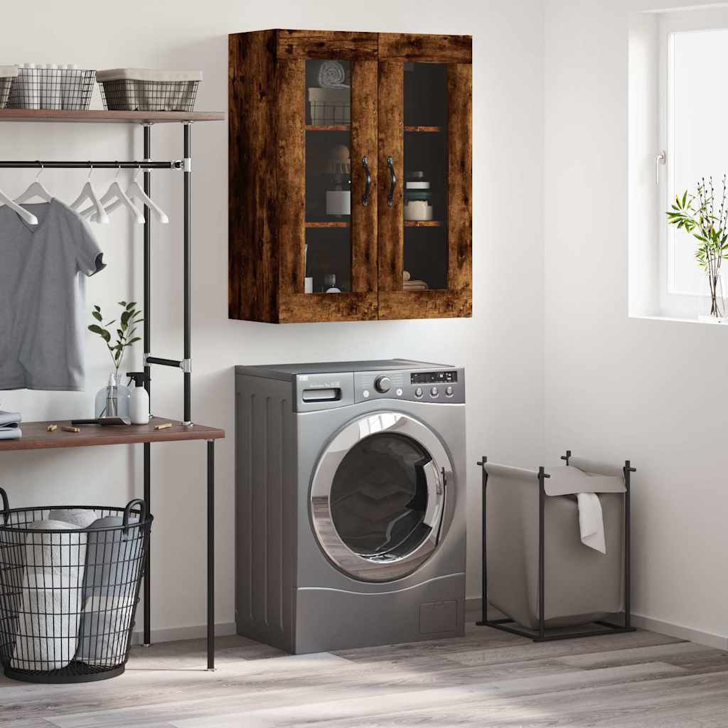 Armoire murale chêne fumé 69,5x34x90 cm bois d'ingénierie - XIOS