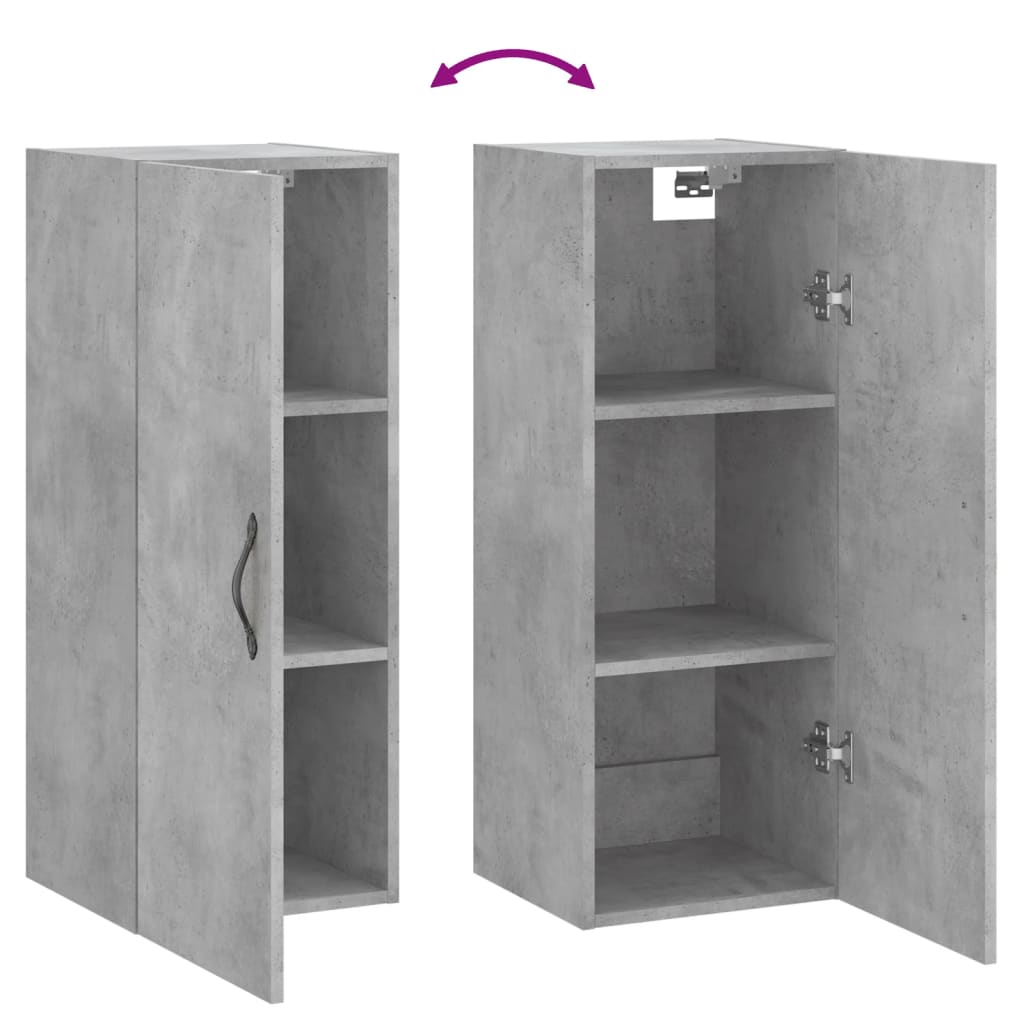 Armoire murale gris béton 34,5x34x90 cm bois d'ingénierie - XIOS