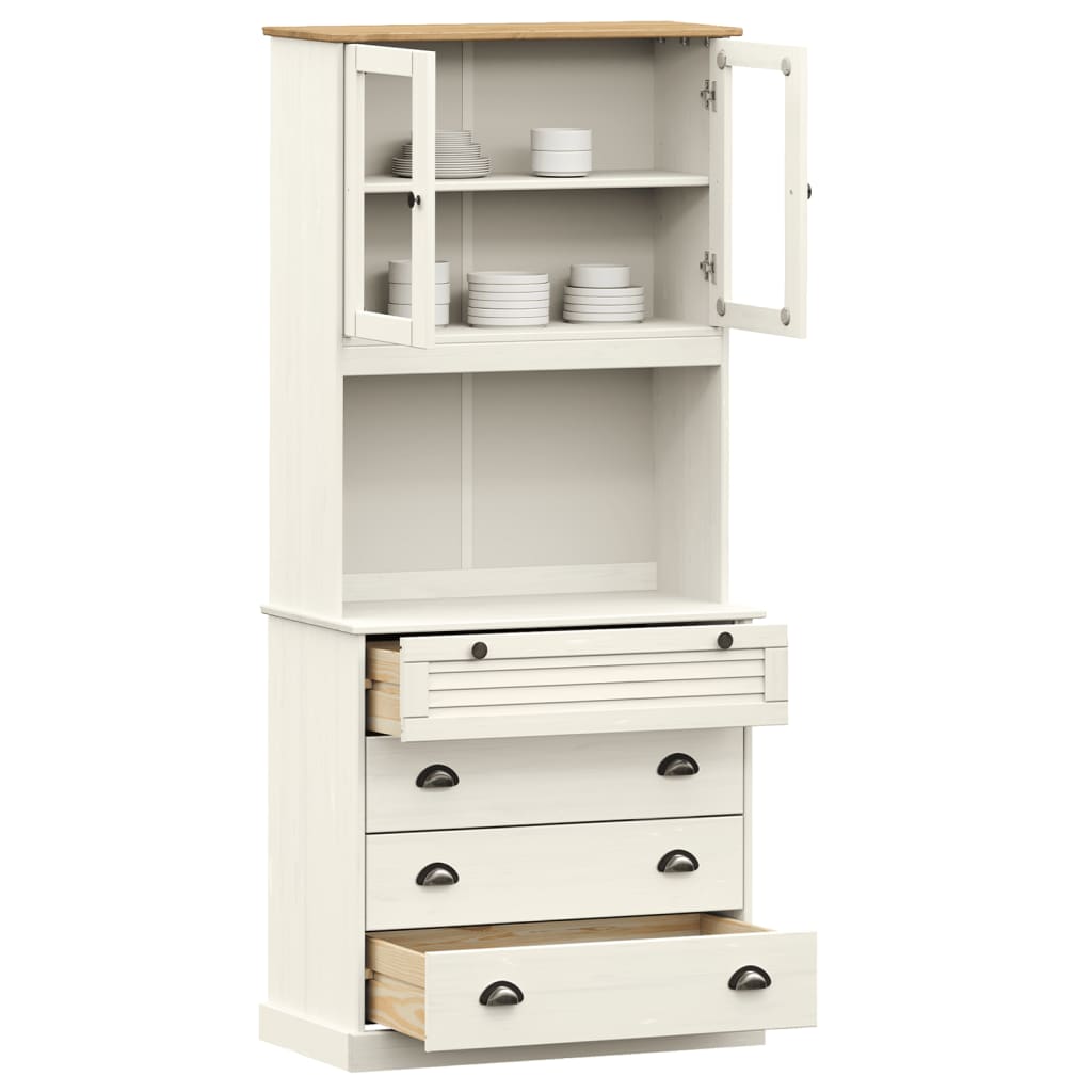 Buffet haut VIGO blanc 80x40x176 cm bois massif de pin - XIOS