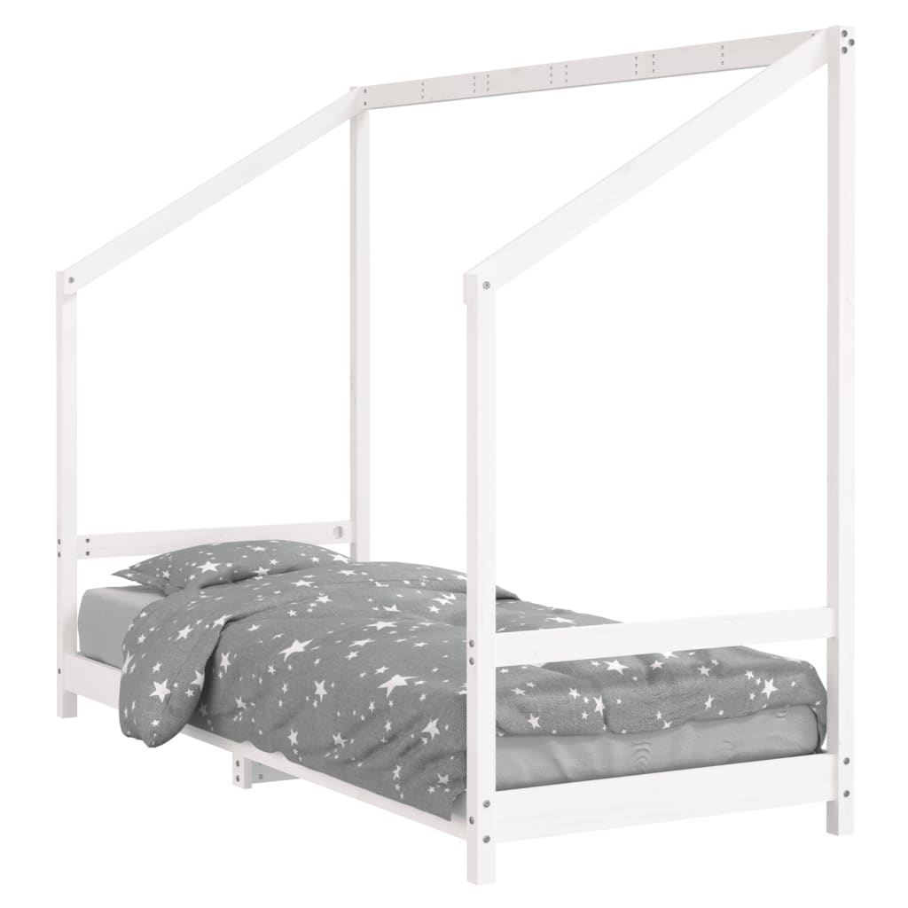 Cadre de lit pour enfants blanc 80x200 cm bois de pin massif - XIOS