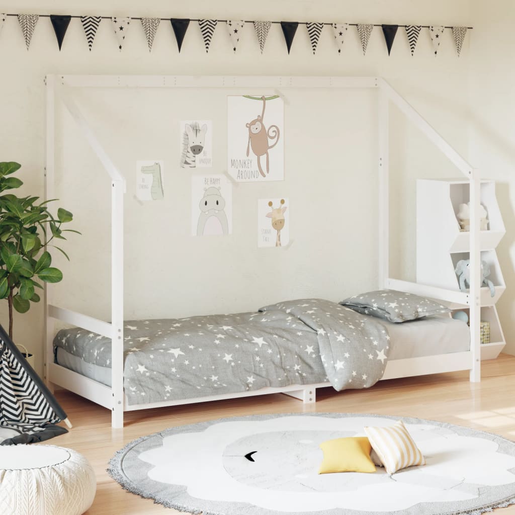 Cadre de lit pour enfants blanc 80x200 cm bois de pin massif - XIOS