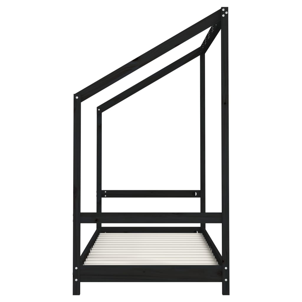 Cadre de lit pour enfants noir 80x200 cm bois de pin massif - XIOS
