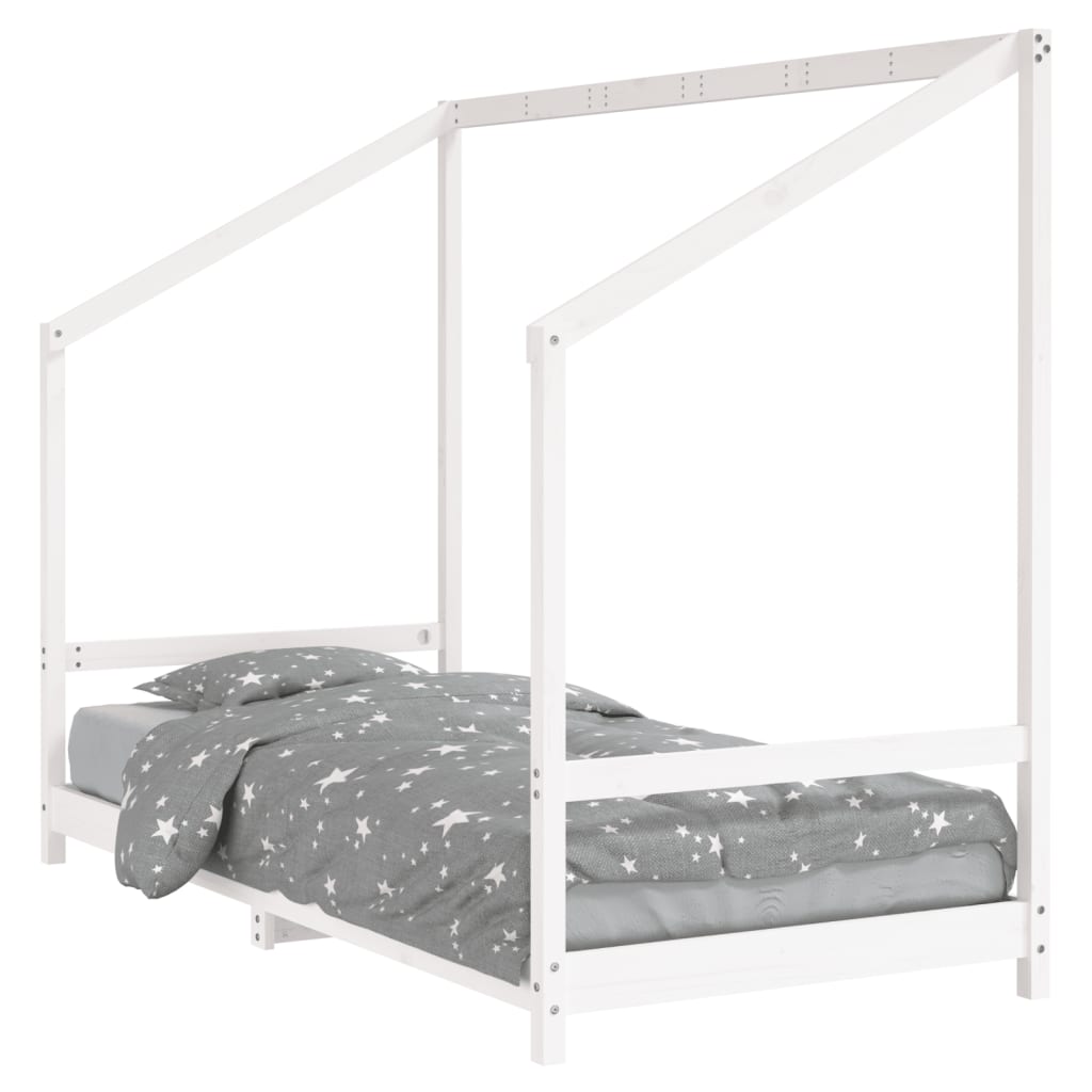 Cadre de lit pour enfants blanc 90x200 cm bois de pin massif - XIOS