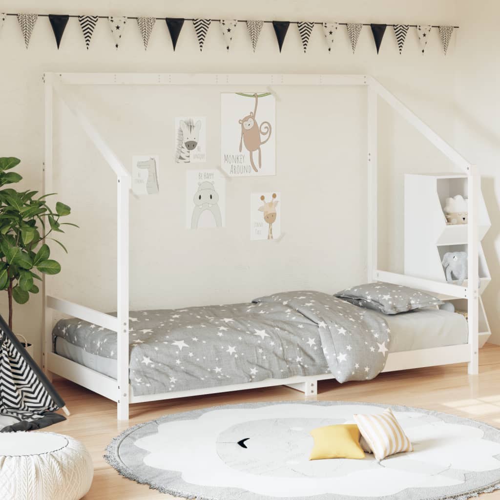Cadre de lit pour enfants blanc 90x200 cm bois de pin massif - XIOS
