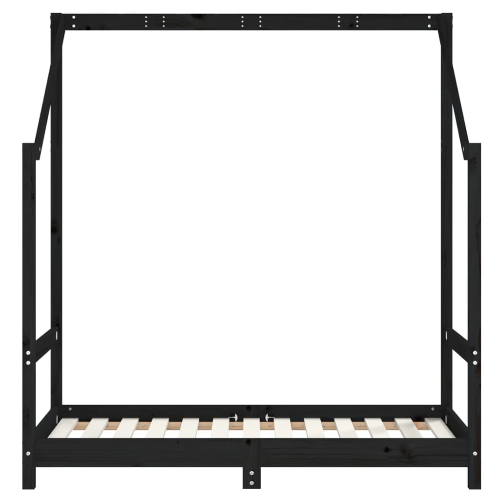 Cadre de lit pour enfant noir 70x140 cm bois de pin massif - XIOS