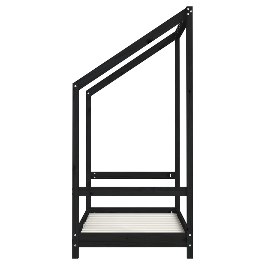 Cadre de lit pour enfant noir 70x140 cm bois de pin massif - XIOS