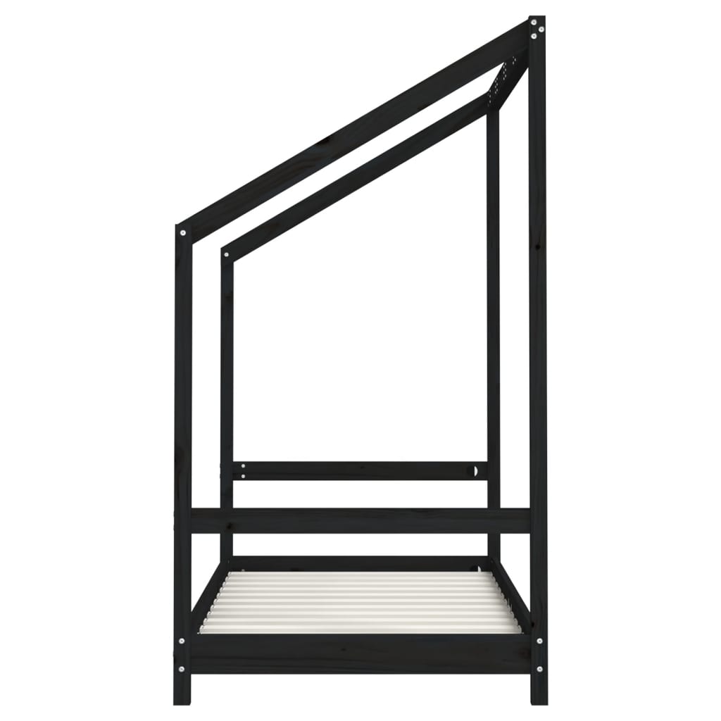 Cadre de lit pour enfant noir 80x160 cm bois de pin massif - XIOS