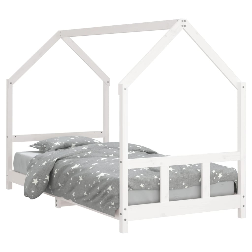 Cadre de lit pour enfants blanc 90x190 cm bois de pin massif - XIOS