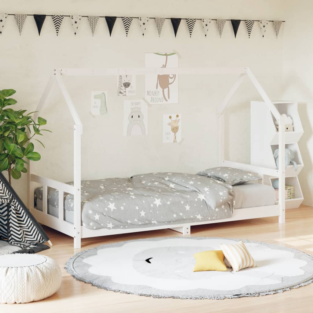 Cadre de lit pour enfants blanc 90x190 cm bois de pin massif - XIOS