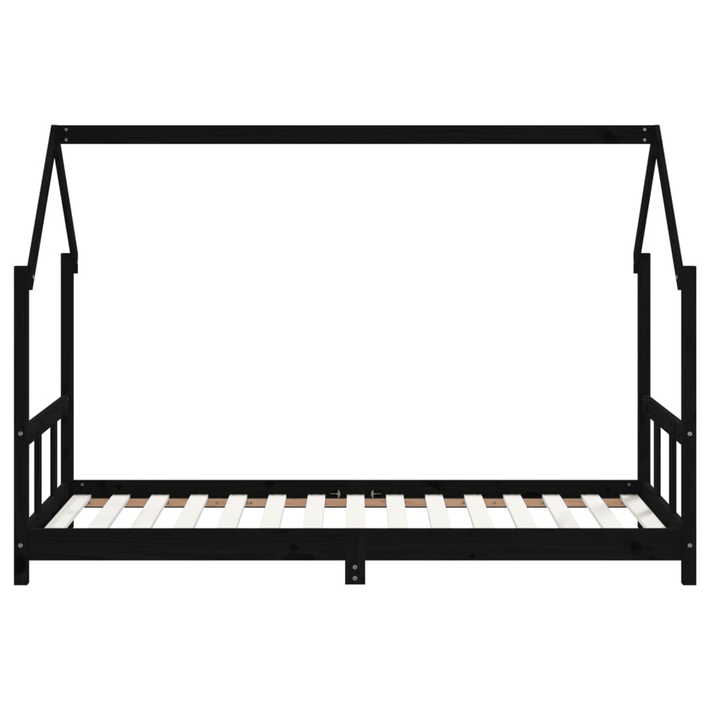 Cadre de lit pour enfants noir 90x190 cm bois de pin massif - XIOS