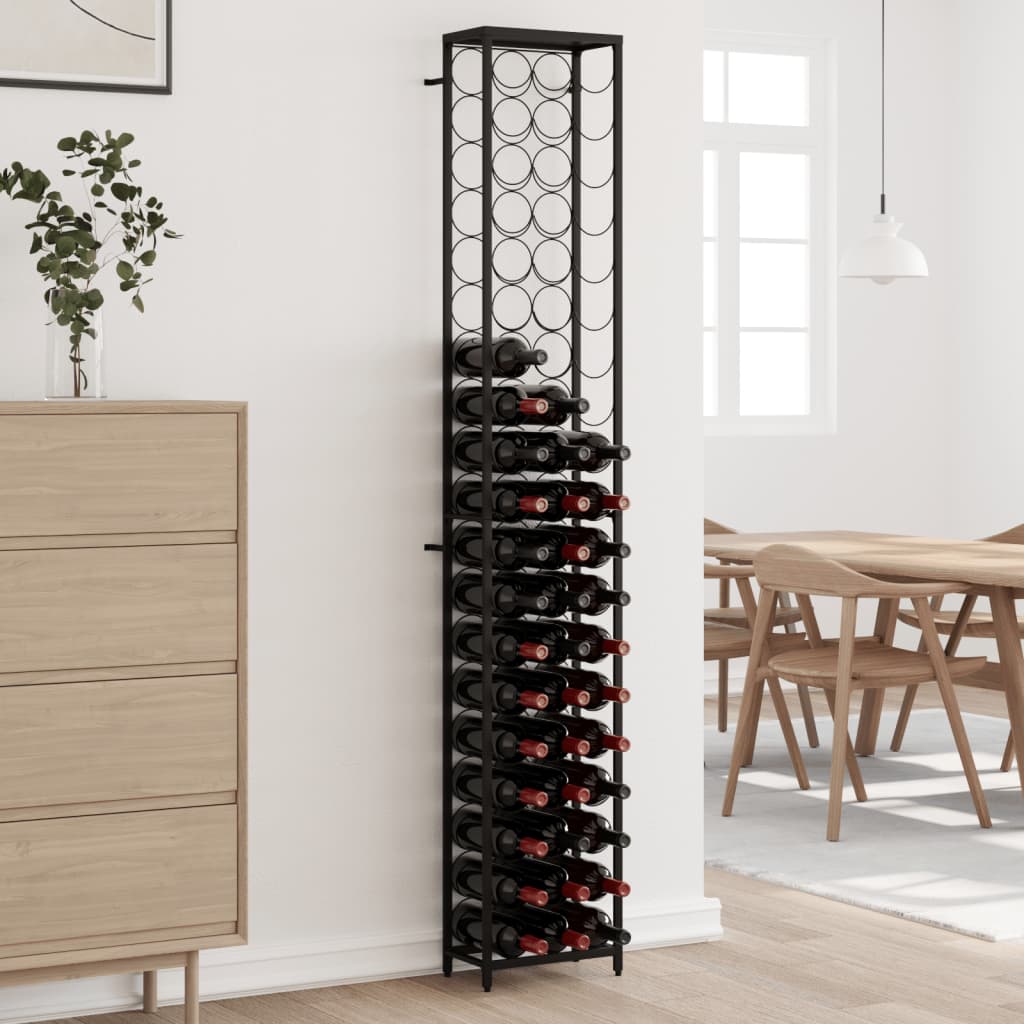 Casier à bouteilles de 57 bouteilles noir 34x18x200cm fer forgé - XIOS