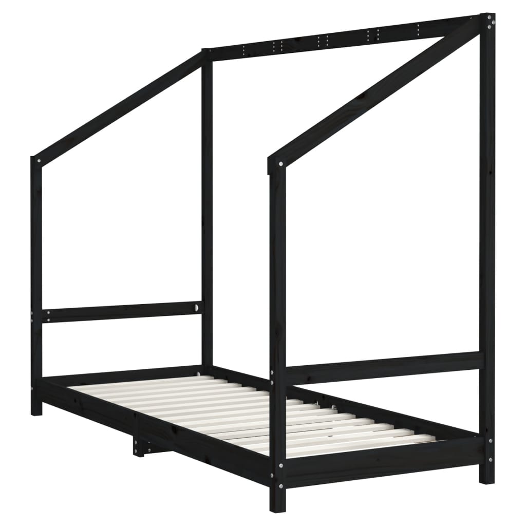 Cadre de lit pour enfants noir 2x(80x200) cm bois de pin massif - XIOS