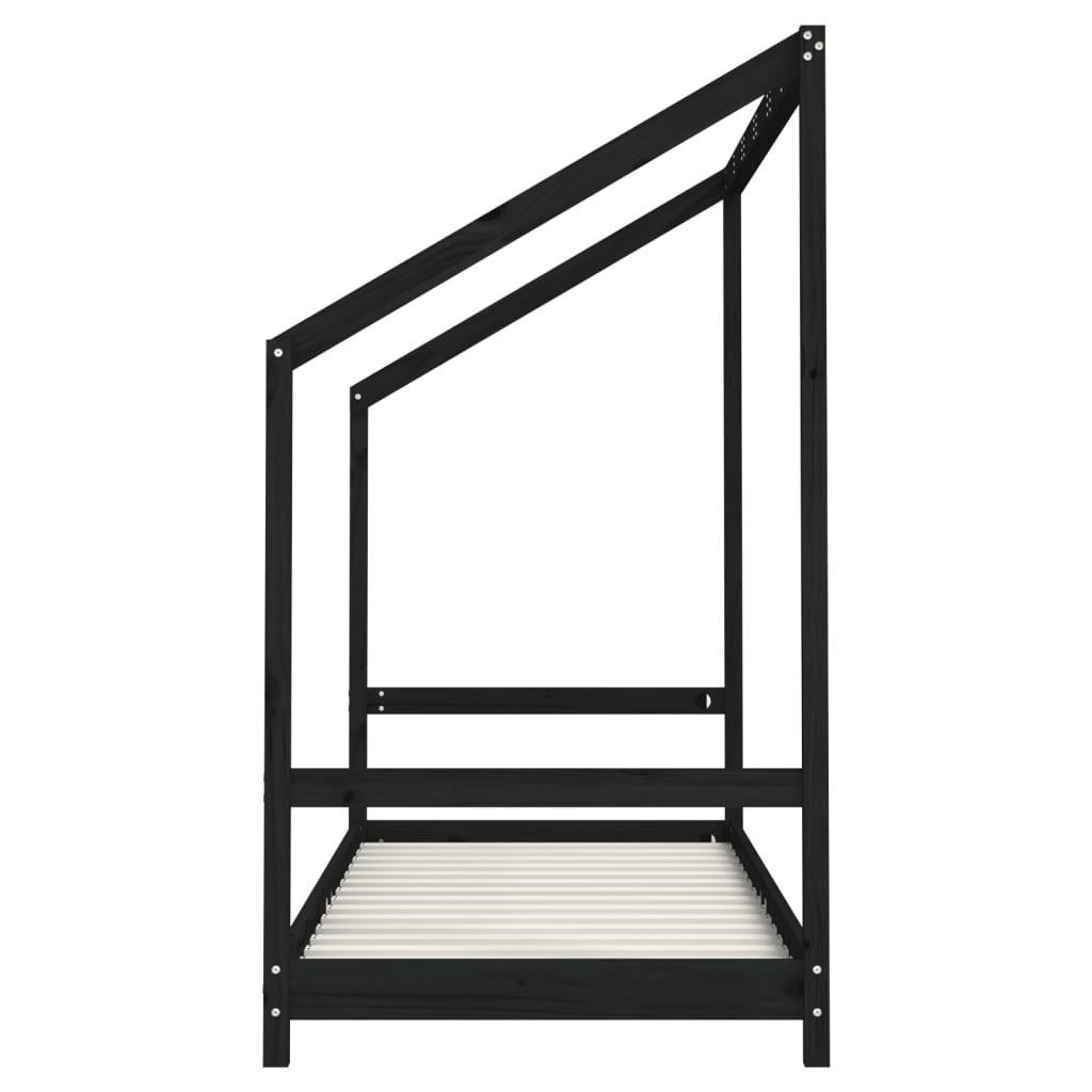 Cadre de lit pour enfants noir 2x(80x200) cm bois de pin massif - XIOS