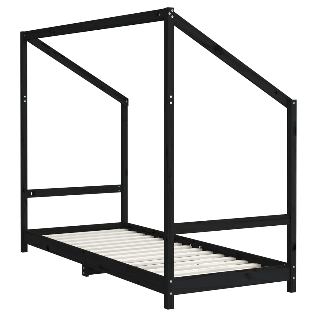 Cadre de lit pour enfants noir 2x(80x200) cm bois de pin massif - XIOS