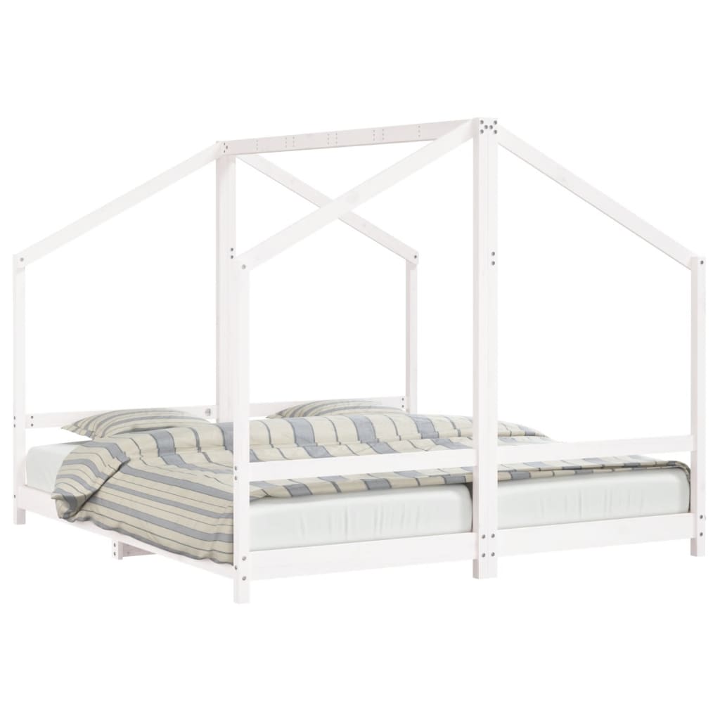 Cadre de lit d'enfant blanc 2x(90x200) cm bois de pin massif - XIOS