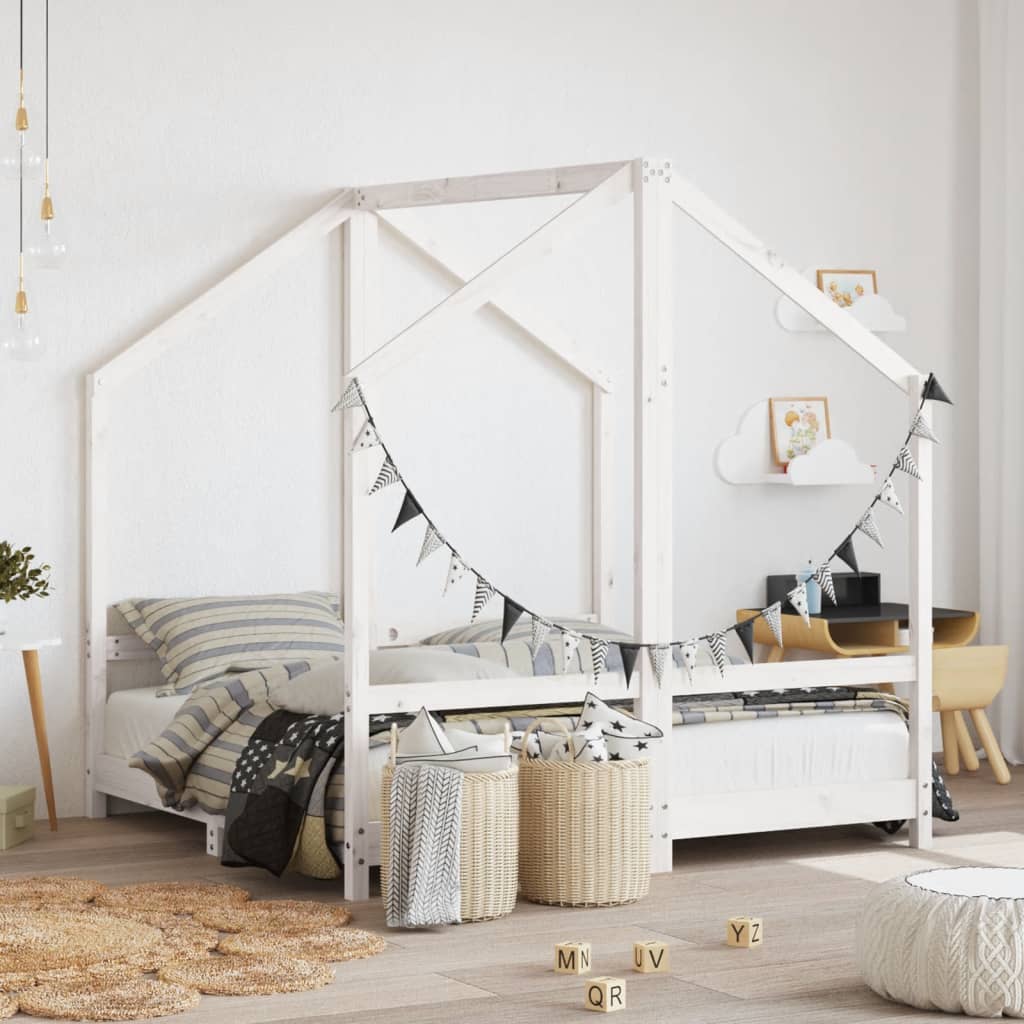Cadre de lit pour enfant blanc 2x(70x140) cm bois de pin massif - XIOS