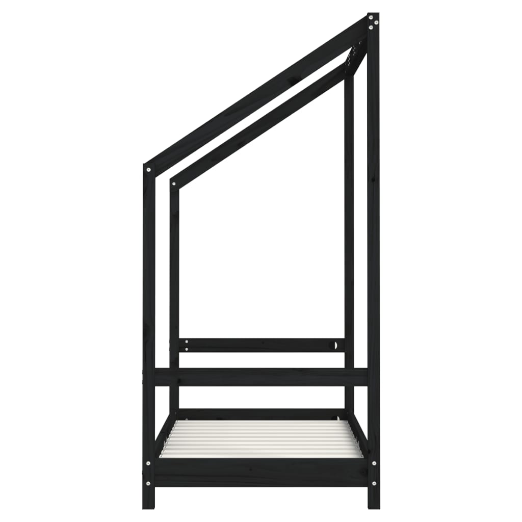 Cadre de lit pour enfant noir 2x(70x140) cm bois de pin massif - XIOS