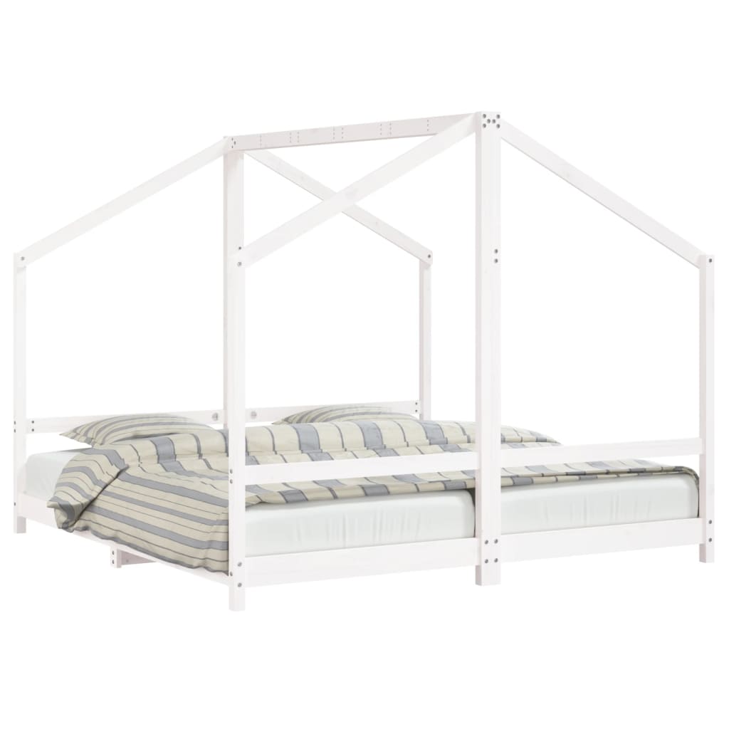 Cadre de lit d'enfant blanc 2x(90x190) cm bois de pin massif - XIOS