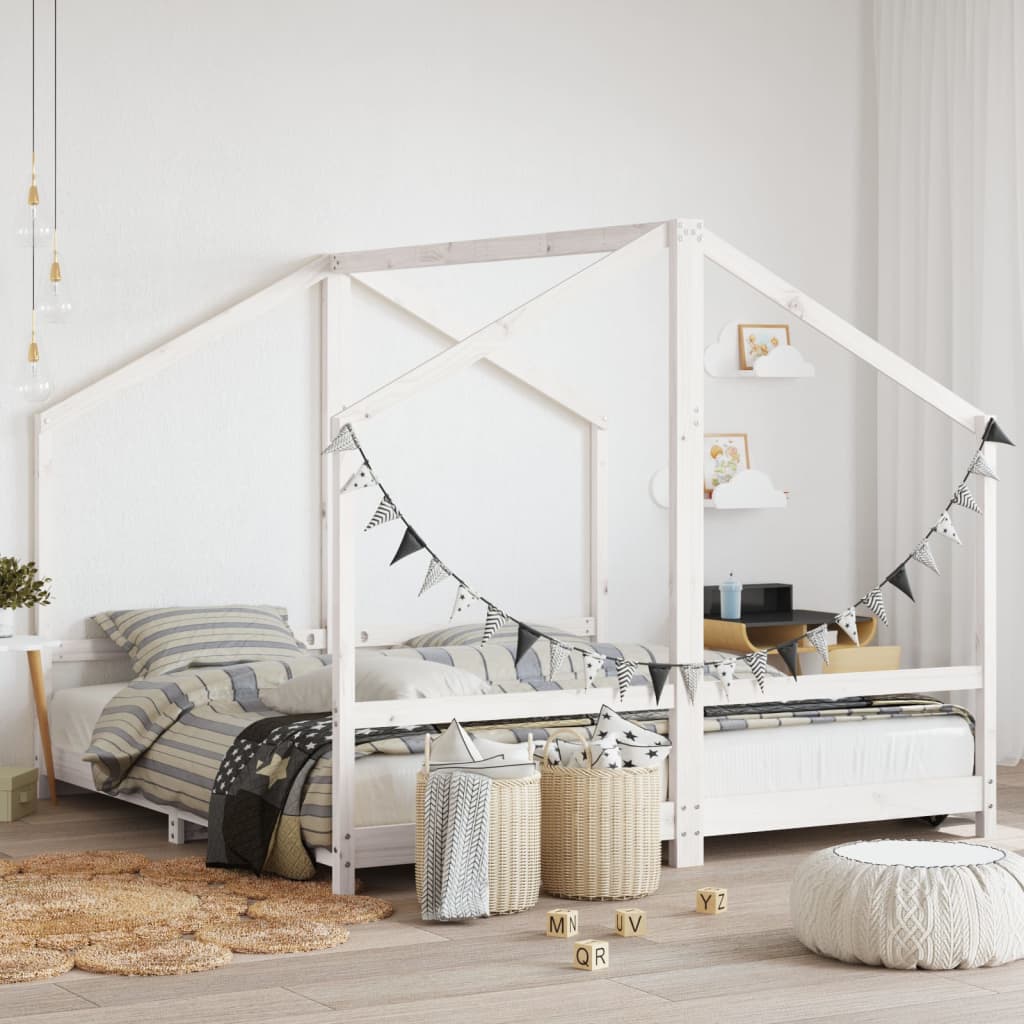 Cadre de lit d'enfant blanc 2x(90x190) cm bois de pin massif - XIOS