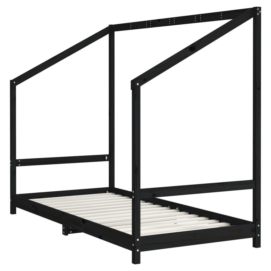 Cadre de lit pour enfants noir 2x(90x190) cm bois de pin massif - XIOS