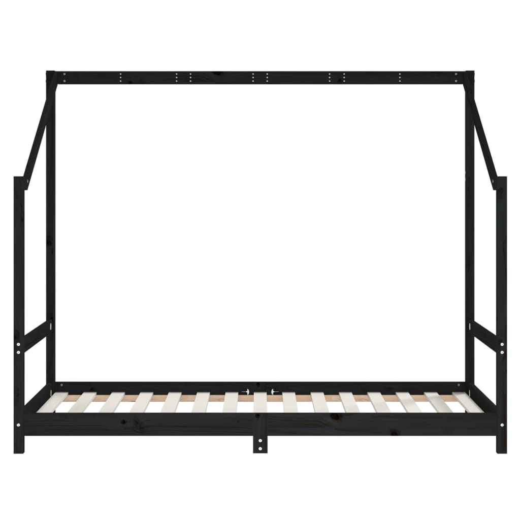 Cadre de lit pour enfants noir 2x(90x190) cm bois de pin massif - XIOS
