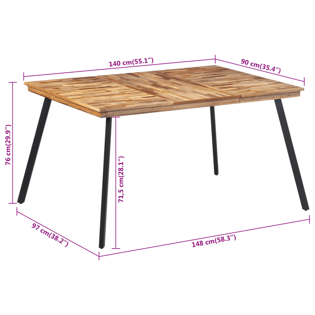 Table à manger 148x97x76 cm bois massif de teck - XIOS