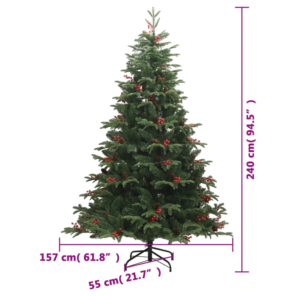 Sapin de Noël artificiel avec pommes de pin et baies 240 cm - XIOS