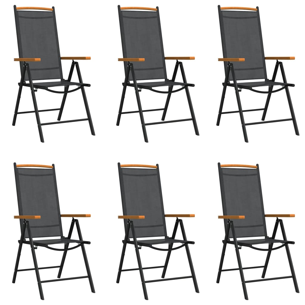 Ensemble à manger de jardin 7 pcs noir aluminium